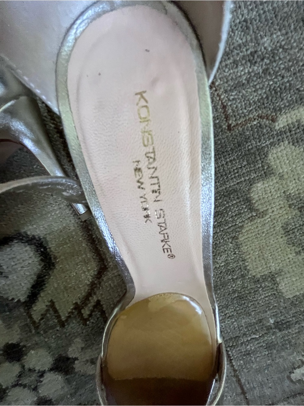 Metallic Ankle-Strap High Heel Sandal - Gold - Picture 7 of 8